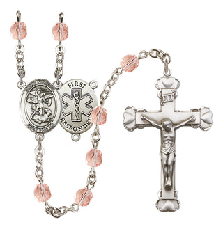 Silver-Plated 6mm Saint Michael/1St Responder Rosary