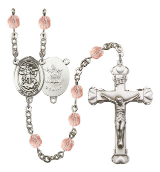 Saint Michael and Army Rosary with Pink Beads
