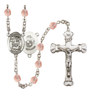 Silver-Plated 6mm Saint Michael / Marines Rosary
