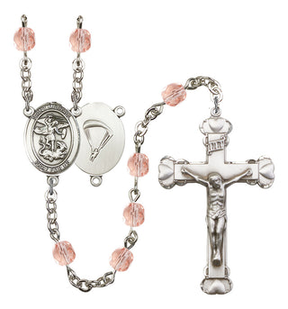 Saint Michael and Paratrooper Rosary with Pink Beads