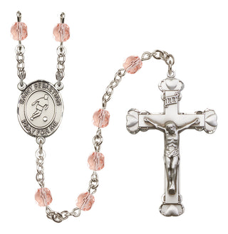 Silver-Plated 6mm Saint Sebastian/Soccer Rosary