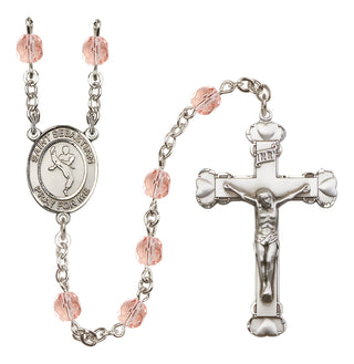 Silver-Plated 6mm Saint Sebastian/Martial Arts Rosary