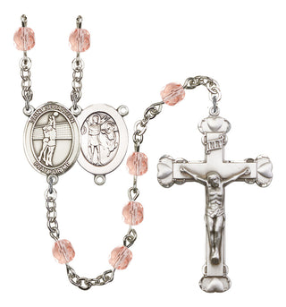 Saint Sebastian and Volleyball Rosary with Pink Beads