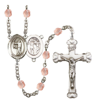 Saint Sebastian and Archery Rosary with Pink Beads