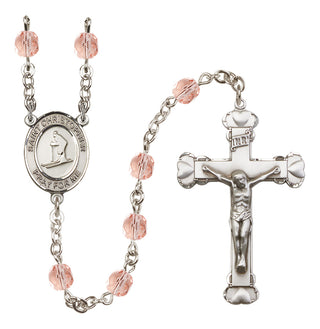 Silver-Plated 6mm Saint Christopher / Skiing Rosary