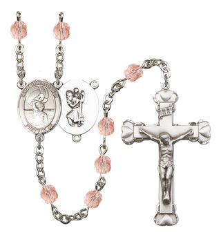 Saint Christopher and Water Polo-Men Rosary with Pink Beads