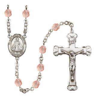 Silver-Plated 6mm Infant of Prague  Engraved Catholic Rosaries