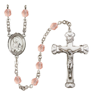 Silver Plated 6mm Fire Polished Saint Madeline Sophie Barat Rosary in Pink