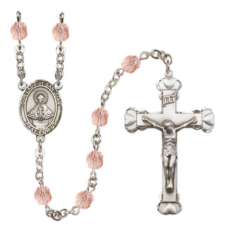 Silver Plated 6mm Fire Polished Our Lady of San Juan Rosary in Pink