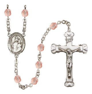 Silver Plated 6mm Fire Polished Our Lady of Consolation Rosary in Pink