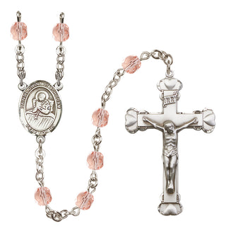 Silver-Plated 6mm Saint Lidwina of Schiedam  Engraved Catholic Rosaries