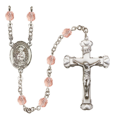 Silver Plated 6mm Fire Polished St. Christina the Astonishing Rosary in Pink