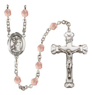 Silver-Plated 6mm Saint Rocco  Engraved Catholic Rosaries
