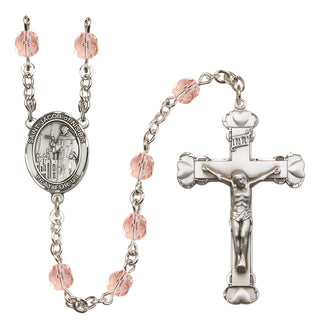 Silver Plated 6mm Fire Polished Saint Jacob of Nisibis Rosary in Pink