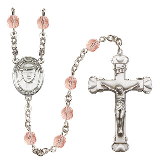 Silver-Plated 6mm Saint Damien of Molokai  Engraved Catholic Rosaries