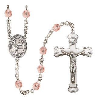 Silver-Plated 6mm Saint Claude de la Colombiere  Engraved Catholic Rosaries