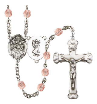 Saint Christopher and Choir Rosary with Pink Beads