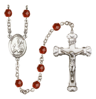 Silver Plated 6mm Fire Polished Saint Andrew the Apostle Rosary in Ruby