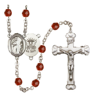 Silver-Plated 6mm Saint Brendan the Navigator / Navy Rosary