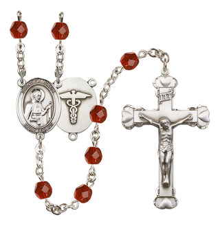 Silver-Plated 6mm Saint Camillus of Lellis / Nurse Rosary