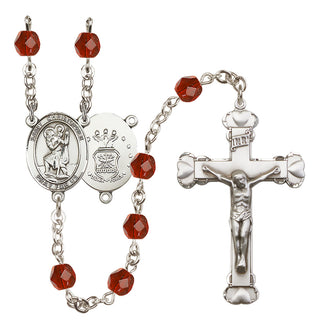Silver-Plated 6mm Saint Christopher / Air Force Rosary