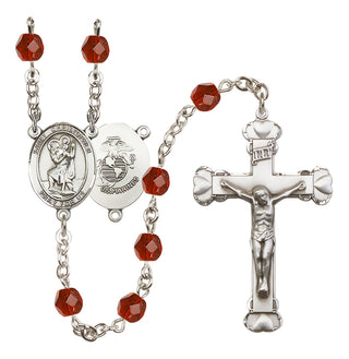 Silver-Plated 6mm Saint Christopher / Marines Rosary