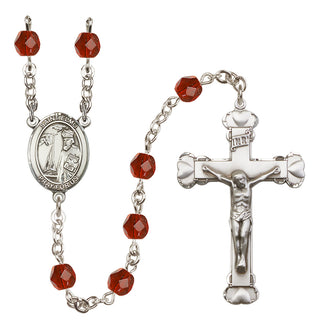 Silver Plated 6mm Fire Polished Saint Elmo Rosary in Ruby