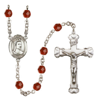 Silver Plated 6mm Fire Polished Saint Elizabeth of Hungary Rosary in Ruby