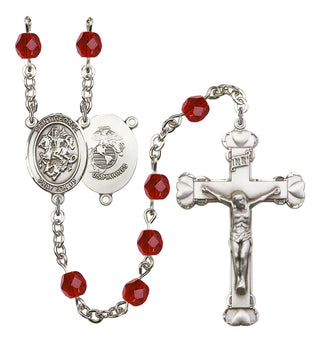 Saint George and Marines Rosary with Ruby Beads