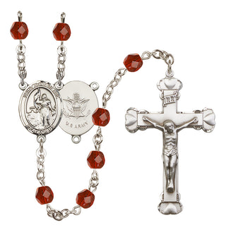 Silver Plated 6mm Fire Polished Saint Joan of Arc / Army Rosary in Ruby