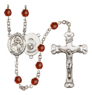 Silver Plated 6mm Fire Polished Saint Joan of Arc / Marines Rosary in Ruby