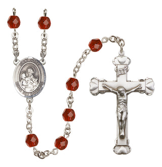 Silver Plated 6mm Fire Polished San Jose Rosary in Ruby