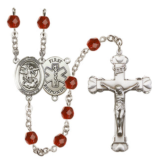 Silver-Plated 6mm Saint Michael/1St Responder Rosary