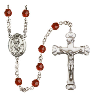 Silver Plated 6mm Fire Polished Saint Paul the Apostle Rosary in Ruby