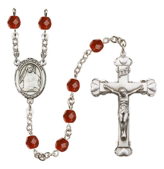 Silver Plated 6mm Fire Polished Saint Edith Stein Rosary in Ruby