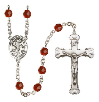 Silver Plated 6mm Fire Polished Angel de la Guardia Rosary in Ruby