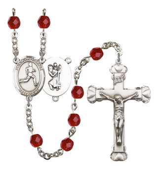 Saint Christopher and Track & Field Rosary with Ruby Beads