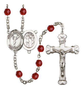 Saint Sebastian and Cheerleading Rosary with Ruby Beads