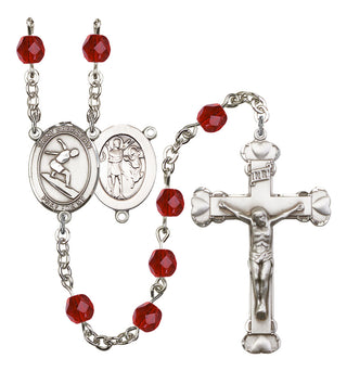 Saint Sebastian and Surfing Rosary with Ruby Beads