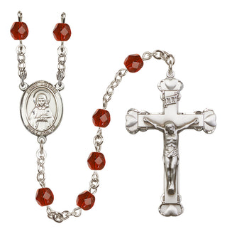 Silver Plated 6mm Fire Polished Saint Lillian Rosary in Ruby