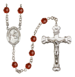 Silver Plated 6mm Fire Polished Saint John of the Cross Rosary in Ruby