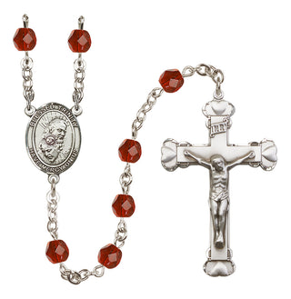 Silver Plated 6mm Fire Polished Blessed Trinity Rosary in Ruby