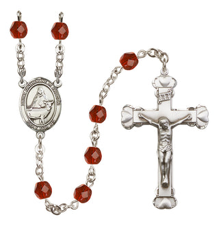 Silver Plated 6mm Fire Polished Saint Catherine of Sweden Rosary in Ruby
