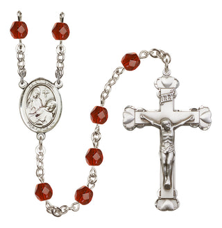 Silver Plated 6mm Fire Polished Saint Fina Rosary in Ruby