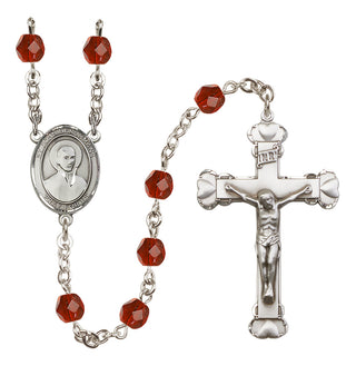 Silver Plated 6mm Fire Polished Saint John Berchmans Rosary in Ruby