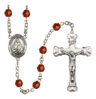 Silver Plated 6mm Fire Polished Saint Theodora Rosary in Ruby