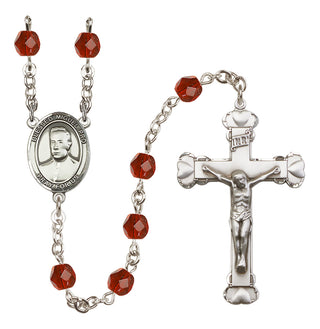 Silver Plated 6mm Fire Polished Blessed Miguel Pro Rosary in Ruby