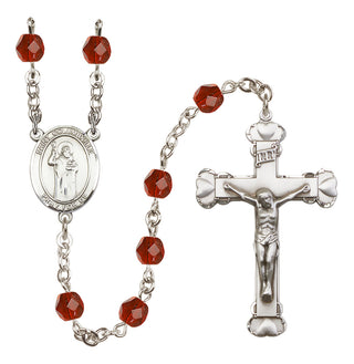 Silver-Plated 6mm Saint Columbkille  Engraved Catholic Rosaries