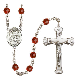 Silver-Plated 6mm Saint Viator of Bergamo  Engraved Catholic Rosaries