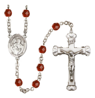 Silver Plated 6mm Fire Polished Saints Peter & Paul Rosary in Ruby